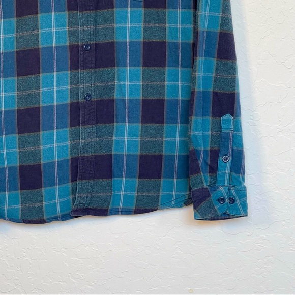 O'Neill Men's Medium Navy Blue Shirt Redmond Plaid Stretch Flannel Long Sleeve - Picture 5 of 12